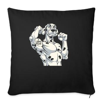 Dalmatien J’aime Maman - Housse de coussin décorative 45 x 45 cm - noir - Devant