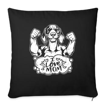 Dackel teckel j’aime maman - Housse de coussin décorative 45 x 45 cm - noir - Devant