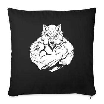 Loup biceps tatouage j’aime maman - Housse de coussin décorative 45 x 45 cm - noir - Devant