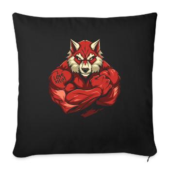 Loup J’aime Maman - Housse de coussin décorative 45 x 45 cm - noir - Devant