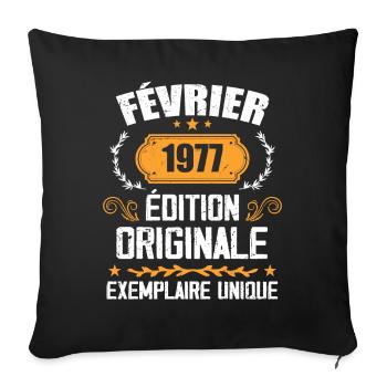 Cadeau 47e Anniversaire Nées En Février 1977 - Housse de coussin décorative 45 x 45 cm - noir - Devant