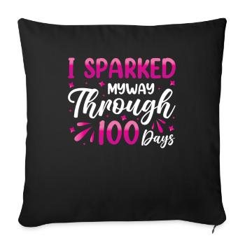 100 Days Of School Sparked My Way Through - Sofa pillowcase 17,3'' x 17,3'' (45 x 45 cm) - black - Front
