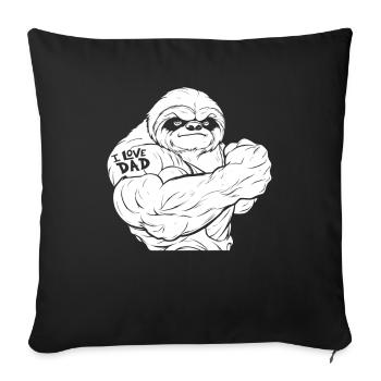 Faultier Bizeps Tattoo I Love Dad - Sofakissenbezug 45 x 45 cm - Schwarz - Vorne