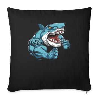 Shark Biceps Tattoo I Love Dad - Sofa pillowcase 17,3'' x 17,3'' (45 x 45 cm) - black - Front