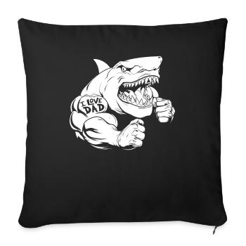 Shark Biceps Tattoo I Love Dad - Sofa pillowcase 17,3'' x 17,3'' (45 x 45 cm) - black - Front