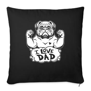 Carlin Chien J’Aime Papa - Housse de coussin décorative 45 x 45 cm - noir - Devant