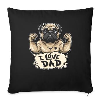 Carlin Chien J’Aime Papa - Housse de coussin décorative 45 x 45 cm - noir - Devant