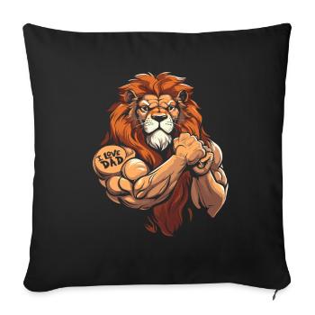 Lion Biceps Tattoo I Love Dad - Sofa pillowcase 17,3'' x 17,3'' (45 x 45 cm) - black - Front