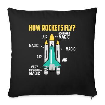 Comment les fusées volent Cadeau magique de navette spatiale aérienne - Housse de coussin décorative 45 x 45 cm - noir - Devant
