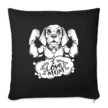 Beagle J’aime papa - Housse de coussin décorative 45 x 45 cm - noir - Devant
