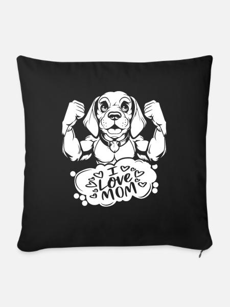 Beagle I Love Dad - Sofakissenbezug 45 x 45 cm - Schwarz
