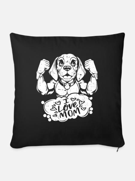 Beagle I Love Dad - Sofakissenbezug 45 x 45 cm - Schwarz