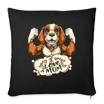 Beagle I Love Dad - Sofa pillowcase 17,3'' x 17,3'' (45 x 45 cm) - black - Front