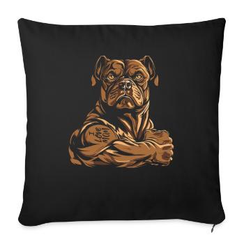 American Bully biceps tatouage j’aime papa - Housse de coussin décorative 45 x 45 cm - noir - Devant