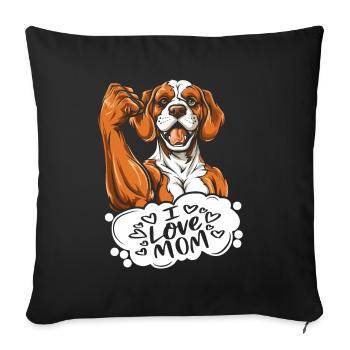 Brittany Spaniel I Love Dad - Sofa pillowcase 17,3'' x 17,3'' (45 x 45 cm) - black - Front