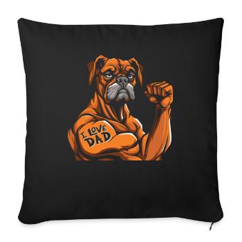 Boxer Chien Allemand Boxer Biceps Tattoo - Housse de coussin décorative 45 x 45 cm - noir - Devant