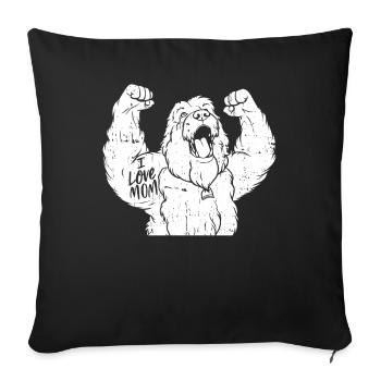 Vieux berger anglais Bobtail j’aime papa - Housse de coussin décorative 45 x 45 cm - noir - Devant
