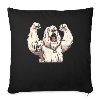 Vieux berger anglais Bobtail j’aime papa - Housse de coussin décorative 45 x 45 cm - noir - Devant