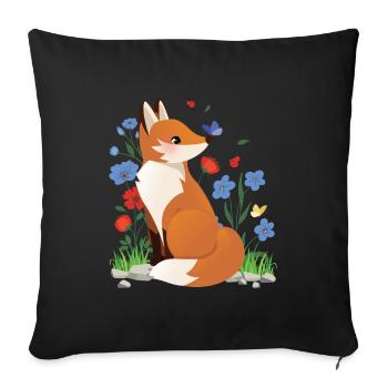 Fuchs Cottagecore Naturecore Kinder - Sofakissenbezug 45 x 45 cm - Schwarz - Vorne