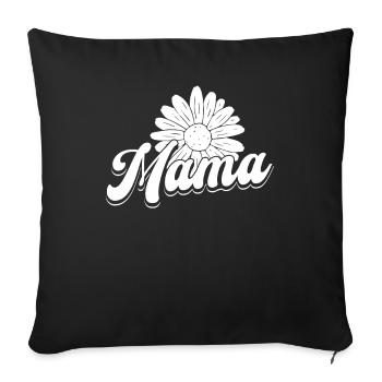 Gänseblume Mama Mutter Daisy Mom - Sofakissenbezug 45 x 45 cm - Schwarz - Vorne