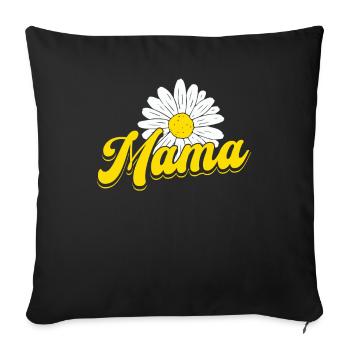 Gänseblume Mama Daisy Mom - Sofakissenbezug 45 x 45 cm - Schwarz - Vorne