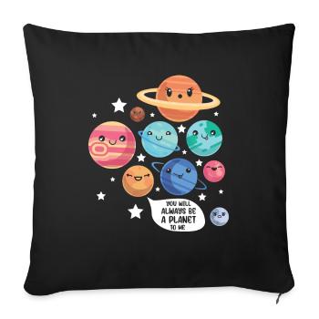 Pluton Planète Blague Drôle Cosmonaute Galaxie Physicien - Housse de coussin décorative 45 x 45 cm - noir - Devant