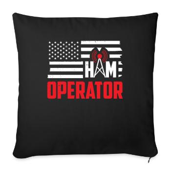 Ham Operator USA Flagge Moderator Radio Geschenk - Sofakissenbezug 45 x 45 cm - Schwarz - Vorne