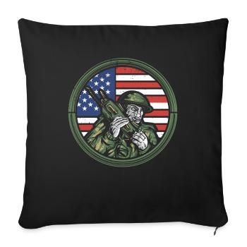 Ham Operator USA Flagge Moderator Radio Geschenk - Sofakissenbezug 45 x 45 cm - Schwarz - Vorne