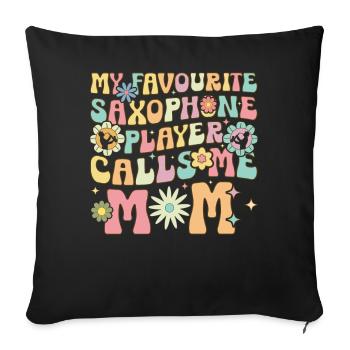 Saxophonist Mama - Sofakissenbezug 45 x 45 cm - Schwarz - Vorne