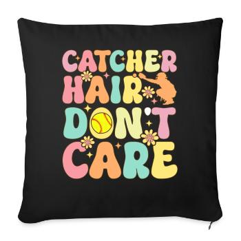 Softball-Fänger Softball-Spieler - Sofakissenbezug 45 x 45 cm - Schwarz - Vorne