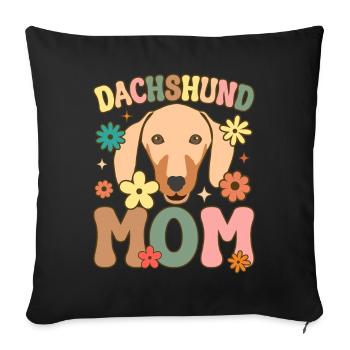 Groovy Femelle Chien Amoureux Tournesol - Housse de coussin décorative 45 x 45 cm - noir - Devant