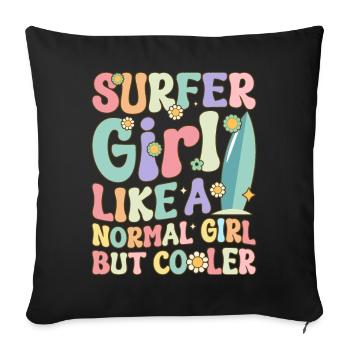 Surfing Girl Female Surfer - Sofa pillowcase 17,3'' x 17,3'' (45 x 45 cm) - black - Front