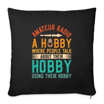 Rétro Amateur Radio Hobby Radio Show Haut-Parleur - Housse de coussin décorative 45 x 45 cm - noir - Devant