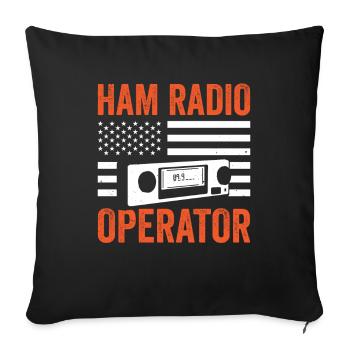 Ham Radio USA Flagge Patriotisch Moderator - Sofakissenbezug 45 x 45 cm - Schwarz - Vorne