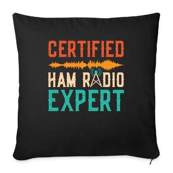 Présentateur de radio vintage certifié Expert en radio amateur - Housse de coussin décorative 45 x 45 cm - noir - Devant