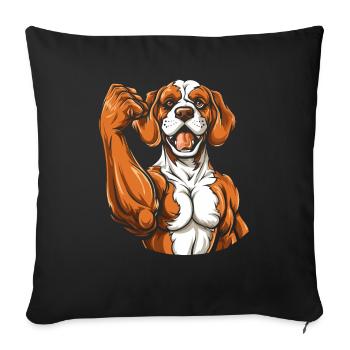 Fitness Brittany Spaniel Dog - Sofa pillowcase 17,3'' x 17,3'' (45 x 45 cm) - black - Front