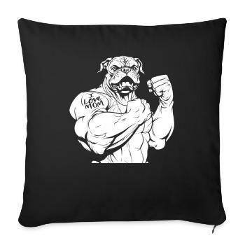 Bulldog biceps tatouage j’aime maman - Housse de coussin décorative 45 x 45 cm - noir - Devant