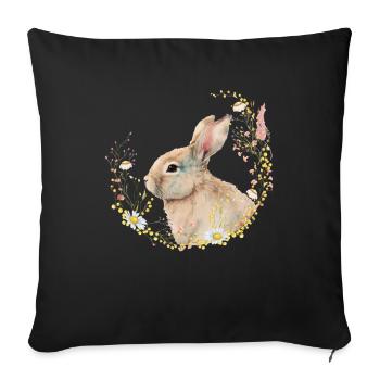 Bunny, Spring, Floral, Easter Bunny, Easter - Sofa pillowcase 17,3'' x 17,3'' (45 x 45 cm) - black - Front