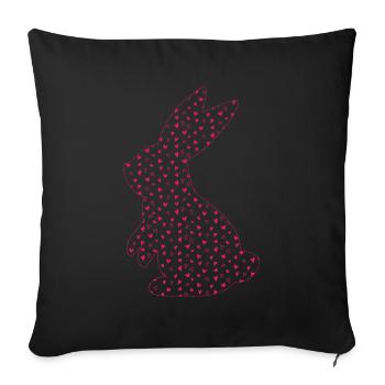 Coeur Lapin Amour Lapin de Pâques Lapin Pâques - Housse de coussin décorative 45 x 45 cm - noir - Devant