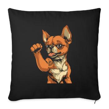 Chihuahua J’aime Maman - Housse de coussin décorative 45 x 45 cm - noir - Devant
