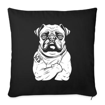 Carlin chien biceps tatouage j’aime papa - Housse de coussin décorative 45 x 45 cm - noir - Devant