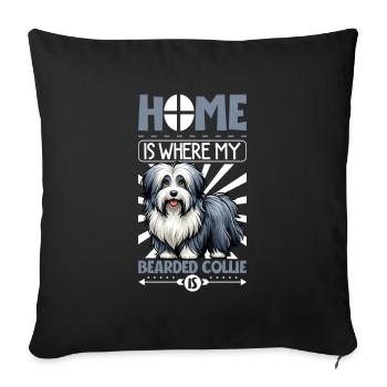 Accueil - Bearded Collie - Housse de coussin décorative 45 x 45 cm - noir - Devant