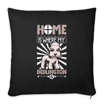 Home - Bedlington Terrier - Sofa pillowcase 17,3'' x 17,3'' (45 x 45 cm) - black - Front