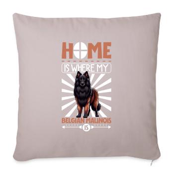 Zuhause - Belgischer Schäferhund - Sofakissenbezug 45 x 45 cm - helles Taupe - Vorne
