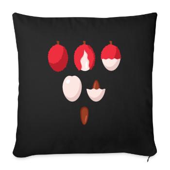 Lychee Früchte Litschi Exotische Frucht - Sofakissenbezug 45 x 45 cm - Schwarz - Vorne
