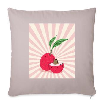 Lychee Retro Litschi Exotische Frucht - Sofakissenbezug 45 x 45 cm - helles Taupe - Vorne