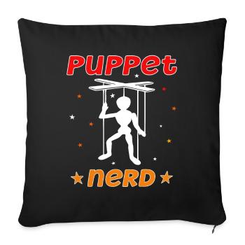 Marionnettiste, marionnettiste, marionnette, ventriloque - Housse de coussin décorative 45 x 45 cm - noir - Devant