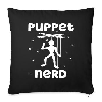 Ventriloque marionnettiste avec marionnettes - Housse de coussin décorative 45 x 45 cm - noir - Devant