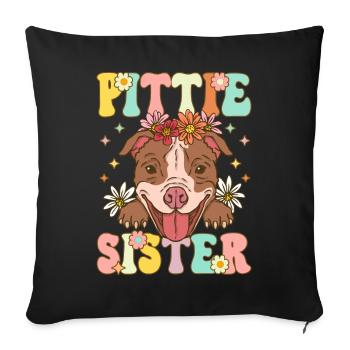 Pitbull Sister Pitbull Sister Amoureux des chiens - Housse de coussin décorative 45 x 45 cm - noir - Devant