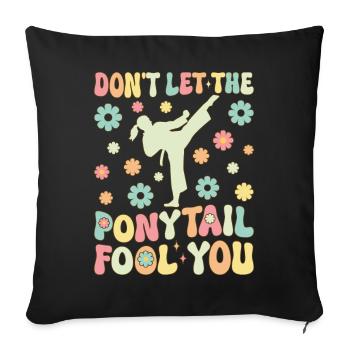 Taekwondo Girl Karate - Sofa pillowcase 17,3'' x 17,3'' (45 x 45 cm) - black - Front